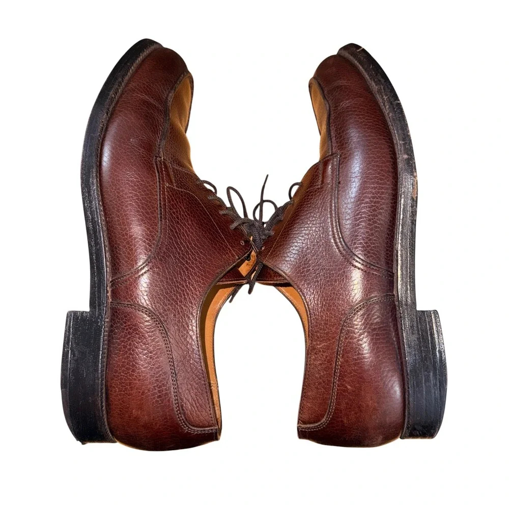 Peal & Co Brooks Brothers Dress Shoes Mens 9D Pre-Owned Derby Brown Pebble Grain